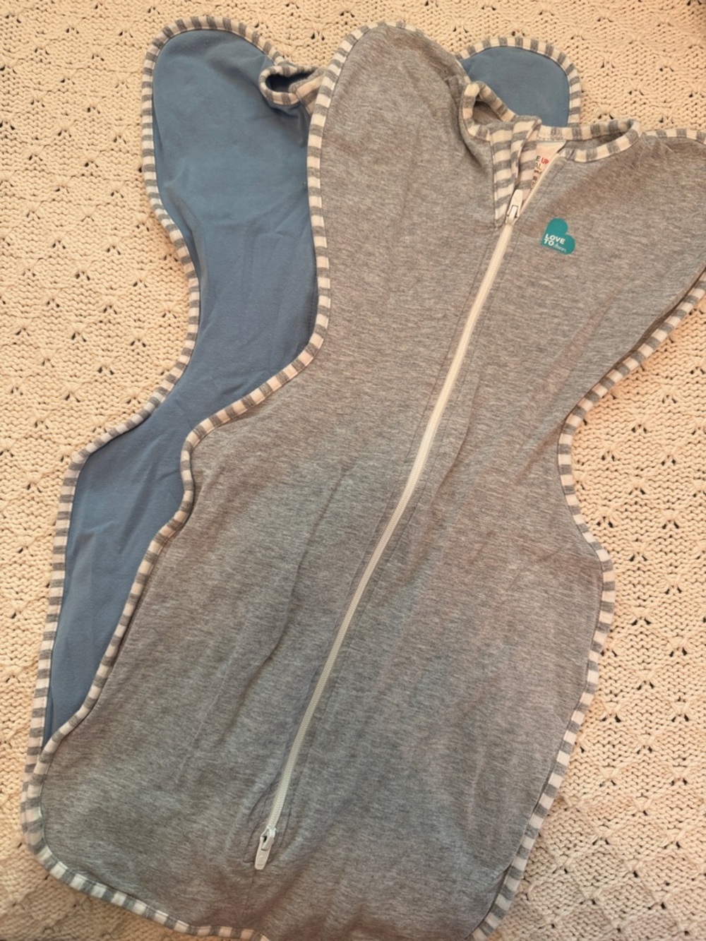 Love to Dream Grey and Blue Swaddle Sleep Sack